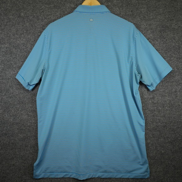 Peter Millar Polo Shirt Mens L Blue Striped Summer Comfort Short Sleeve Stretch - Picture 11 of 12